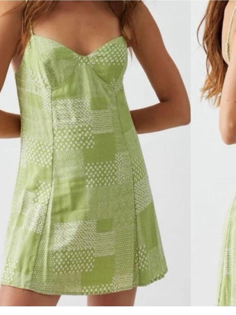PacSun Light Green Patchwork Mini Dress